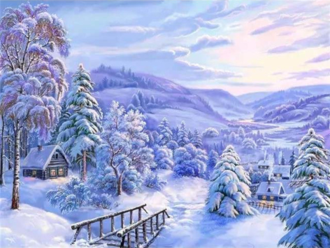 Diamond painting winterlandschap bergen sneeuw