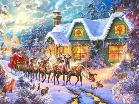 Diamond painting kerst slee rendier
