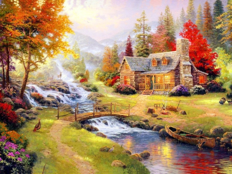 Diamond painting rivier huis