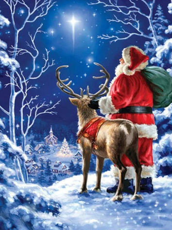 Diamond painting kerstman hert nacht ster