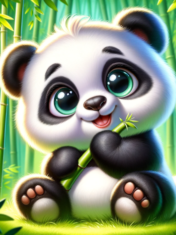 Diamond painting cartoon panda