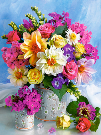 Diamond painting bloemen vaas