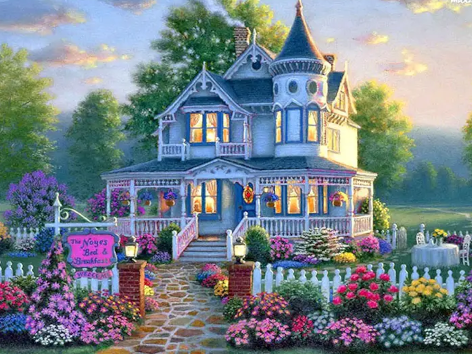 Diamond painting huis tuin