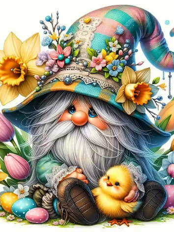 Diamond painting Kabouter lente pasen