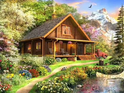 Diamond painting Landschap huis water