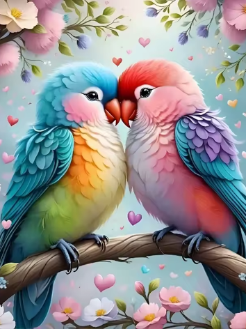 Diamond painting Liefde vogels
