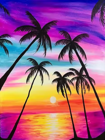 Diamond painting Palmbomen avond