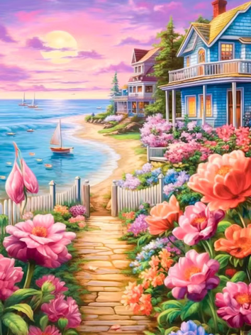 Diamond painting Strandhuis