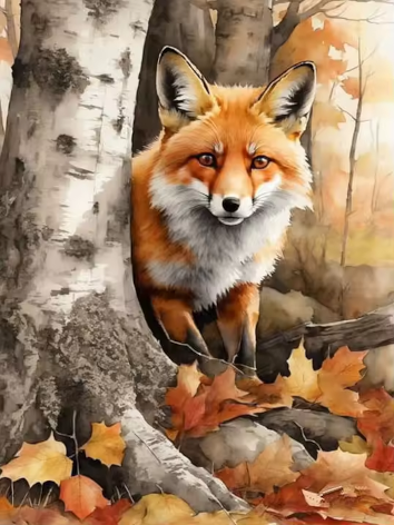 Diamond painting Vos herfst bos