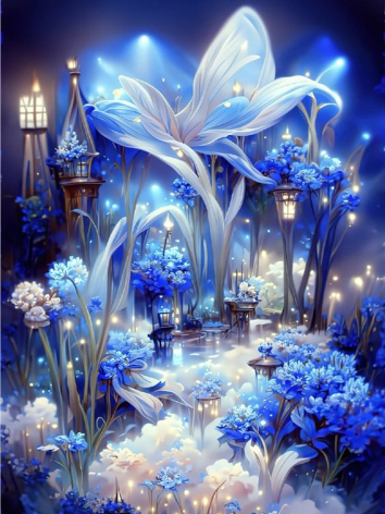 Diamond painting Fantasie bloemen lampen