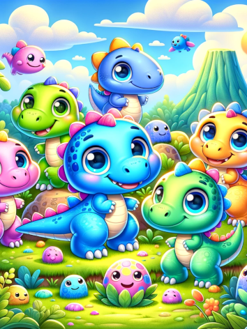 Diamond painting schattige dinosaurussen