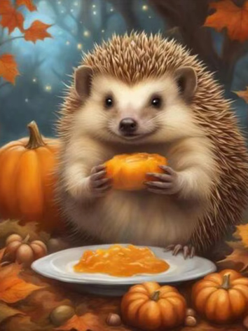 Diamond painting herfst egel pompoen
