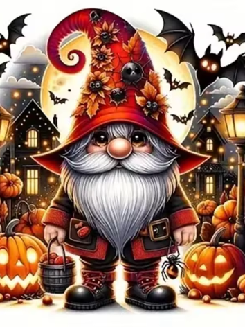 Diamond painting Kabouter halloween vleermuis