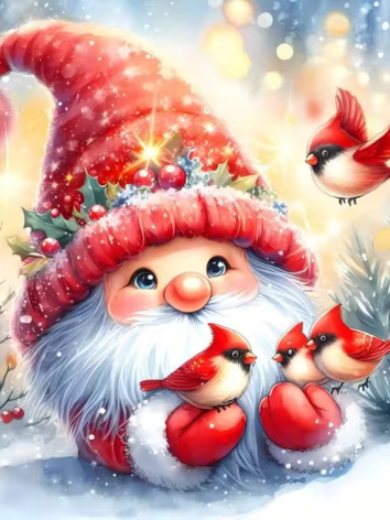 Diamond painting kerst kabouter winter