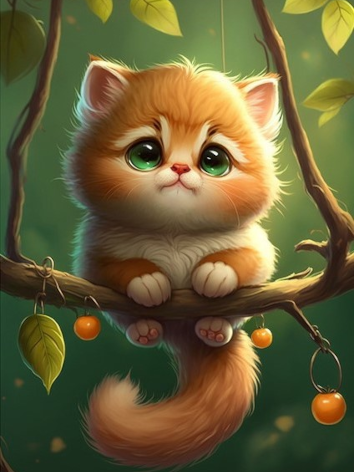 Diamond painting kitten schattig