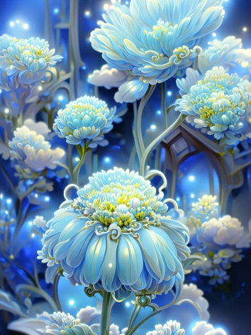 Diamond painting Fantasie bloemen huis