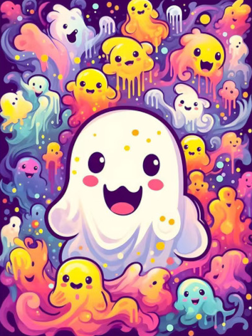 Diamond painting halloween schattige spookjes