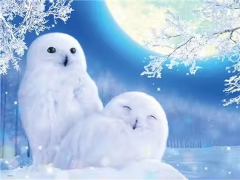 Diamond painting winter sneeuwuil
